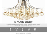 Crystal Chandeliers, K9 Droplets Ceiling Light with 3 E14 Bulb Base, Pendant Lights for Living Room, T3398P340989