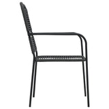 Dining Set Black Cotton rope, powder-coated steel, tempered glass 3058280