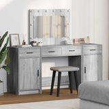 Dressing Table with Mirror Lights 3 pcs Grey Engineered Wood 3334250