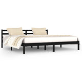 ZNTS Bed Frame without Mattress Solid Wood Pine 200x200cm Black 810454