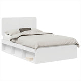 Bed Frame with Headboard White 135 x 190 cm Solid Pine Wood 3412497