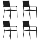 ZNTS 5 Piece Garden Dining Set Poly Rattan Black 3072497