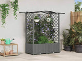 Raised Bed with Trellis and Roof Light Grey 122 x 40 x 138 cm 42032584