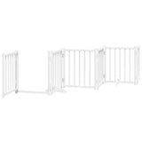 Dog Gate with Door Foldable 12 Panels White 600 cm Poplar Wood 3155704