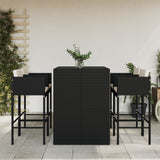 5 Piece Garden Bar Set with Cushions Black Poly Rattan 3203942