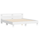 ZNTS Bed Frame with LED without Mattress White 160x200 cm 3207532