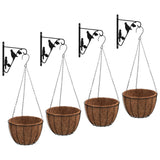Hanging Basket Brackets with Planters 4 pcs Black Steel 3188015