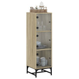 Highboard with Glass Doors Sonoma Oak 35x37x120 cm 836562
