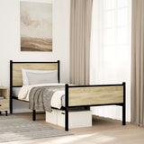 Metal Bed Frame without Mattress Sonoma Oak 80x200 cm 4007895