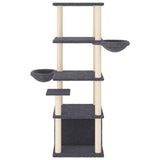 Cat Tree with Sisal Scratching Posts Dark Grey 147 cm 171782