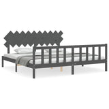 Bed Frame without Mattress Grey 200x200 cm Solid Wood Pine 3193488