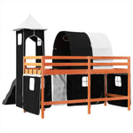 Kids' Loft Bed with Tower White&Black 80x200 cm Solid Wood Pine 3309152