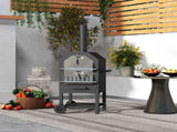 Steel 3-Tier Outdoor Pizza Oven Charcoal BBQ Grill, Black T3398P323897