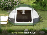 Three-Man Camping Tent, with Two Rooms and Porch - Green T3398P349043