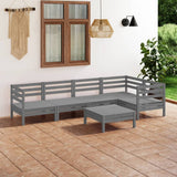 6 Piece Garden Lounge Set Solid Pinewood Grey 3082704