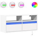 TV Wall Cabinet with LED Lights White 100x31x45 cm 852334