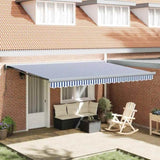 Retractable Awning Blue and white 450 x 300 cm Fabric, Metal 3330850
