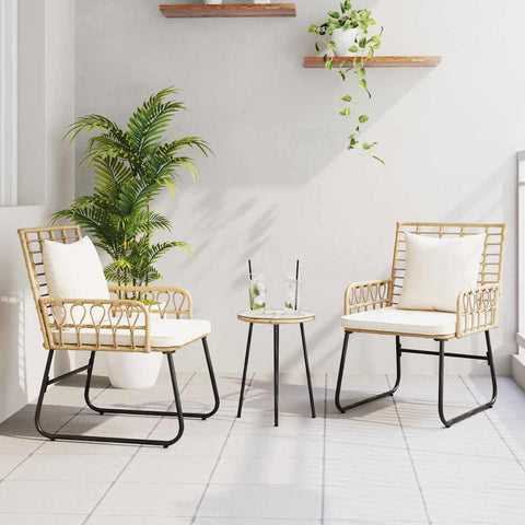 Garden Dining Set 3 pcs Brown and Cream Poly rattan, steel 42010353