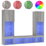 5 Piece TV Wall Units with LED Grey Sonoma Engineered Wood 3216695