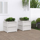 Garden Planters 2 pcs White Solid Wood Pine 837427