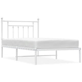 Bed Frame White Powder-Coated Steel Single Bed Frame 353580
