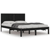 Bed Frame without Mattress Black 200x200 cm Solid Wood Pine 3104437