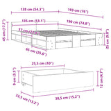 Bed Frame with Drawers without Mattress White 135x190 cm Double 3280769