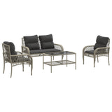 4 Piece Garden Sofa Set with Cushions Light Grey Poly Rattan 368732