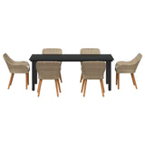 Garden Dining Set with Cushion 7 pcs Beige Poly Rattan 3261703