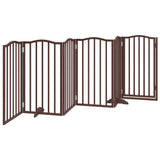 Dog Gate with Door Foldable 6 Panels Brown Oak 300 cm Poplar Wood 352231