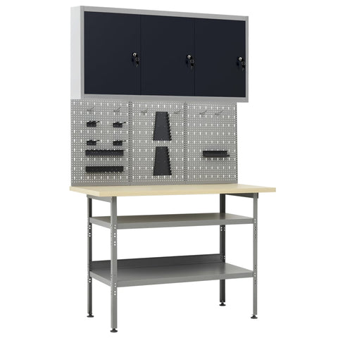 Workbench with Three Wall Panels and One Cabinet 3053436