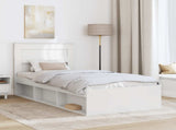Bed Frame with Headboard White 75 x 190 cm Solid Pine Wood 3409815