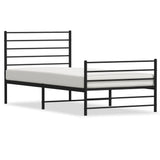 Metal Bed Frame without Mattress with Footboard Black 107x203cm 352333