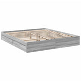 Bed Frame with Drawers without Mattress Grey Sonoma 200x200 cm 3280634