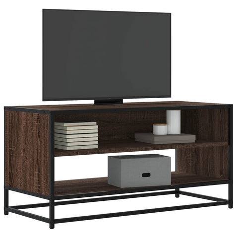 ZNTS TV Cabinet Brown Oak 91x40x46 cm Engineered Wood and Metal 848888