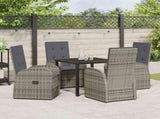 Garden Dining Set with Cushion 5 pcs Grey Poly Rattan 3379493