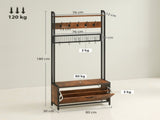 5-In-1 Industrial-Style Hallway Tree - Brown/Black T3398P377979