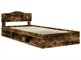 Bed Frame Smoked Oak 100 x 200 cm Solid Pine Wood 3412938