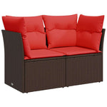 Garden Sofa 7 pcs Brown and red 124 x 62 x 69 cm Poly rattan 366240