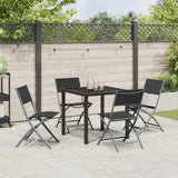 Garden Dining Set Folding 5 pcs Black Powder-Coated Steel 3379374