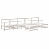 7 Piece Garden Lounge Set White Solid Wood Pine 3186432