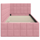 Corner Bed Frame with Headboard Pink 80 cm x 200 cm Velvet 42016371