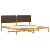 Bed Frame with Upholstered Headboard Whitewash and Taupe 3405052
