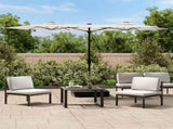 Double-Head Garden Parasol Sand White 316x145 cm 362961