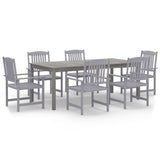 7 Piece Garden Dining Set Solid Wood Acacia Grey 3098682