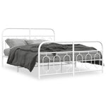 Metal Bed Frame without Mattress with Footboard White 140x200cm 377185