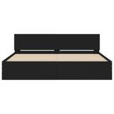 Bed Frame Black Engineered wood and plywood 200x200 cm Modern 3207456
