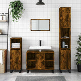 Bathroom Cabinet Smoked Oak 80x33x60 cm Engineered Wood 831641