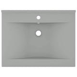 Luxury Basin with Faucet Hole Matt Light Grey 60x46 cm Ceramic 147026