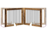 Foldable Dog Gate with Stands 4 pcs Old Wood 401 cm 892035
